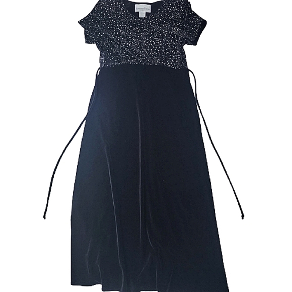 Black Velour Rhinestone Cosmic Star Short Sleeve Maxi Whimsigoth Dress ♥️